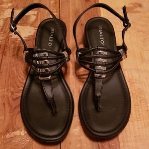 Rialto Black T Strap Sandals